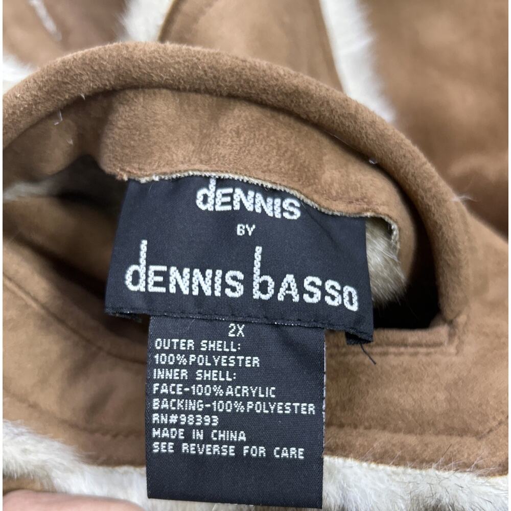 Dennis by Dennis Basso Women's Reversible Faux Fur & Suede Button Coat 2XL Brown - Picture 5 of 9